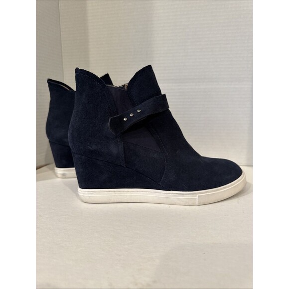 WOMENS PAOLO FRESHTON WEDGE SNEAKERS SIZE 8.5 M BLUE LEATHER SUEDE - Picture 9 of 12